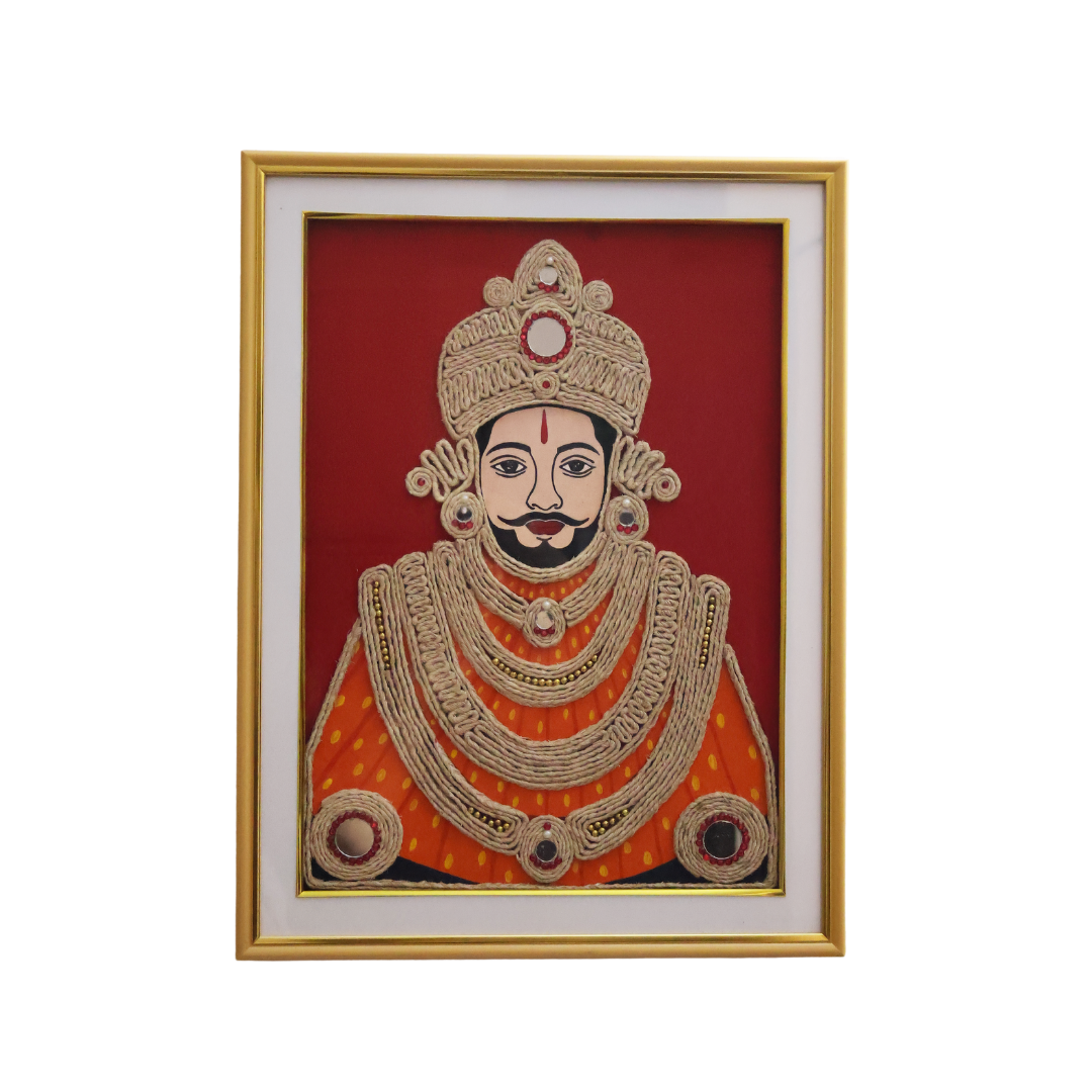 Lord Khatu Shyam Baba Wall Frame – Handmade Banana Fiber Artwork | Eco-Friendly Décor - Ecoban Handicarft