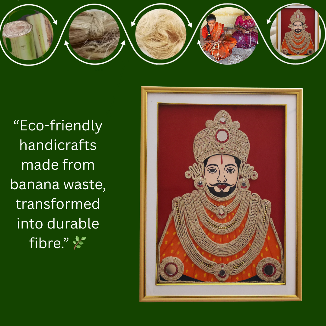 Lord Khatu Shyam Baba Wall Frame – Handmade Banana Fiber Artwork | Eco-Friendly Décor - Ecoban Handicarft
