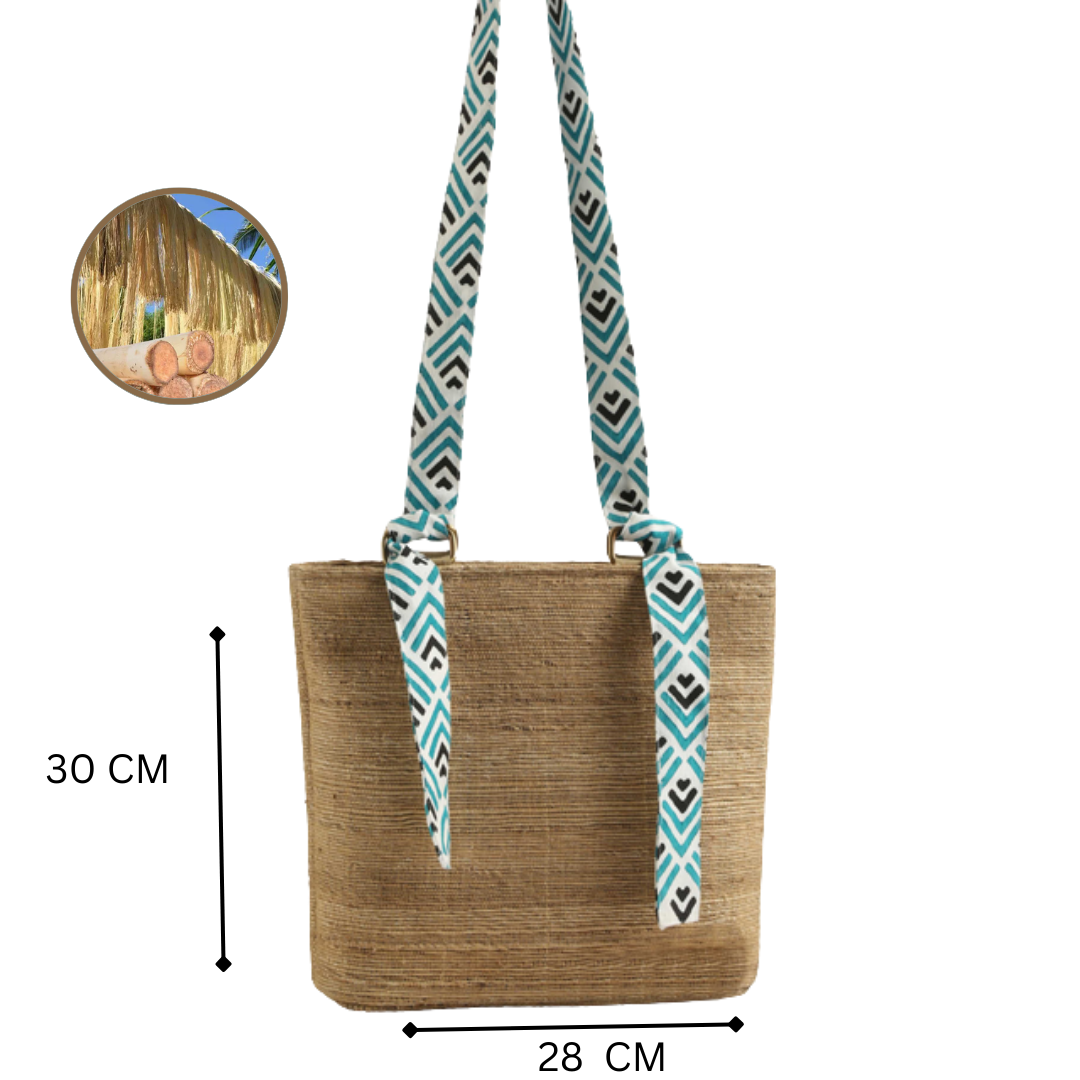 Natural Banana Fiber Bag with Detachable Handle