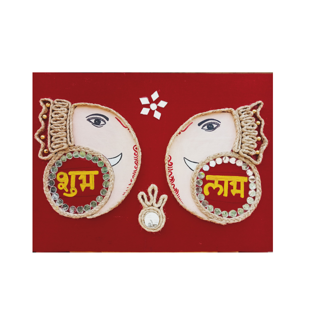 Shubh Labh Ganesh Ji without  Frame –  Home Décor - Ecoban Handicarft
