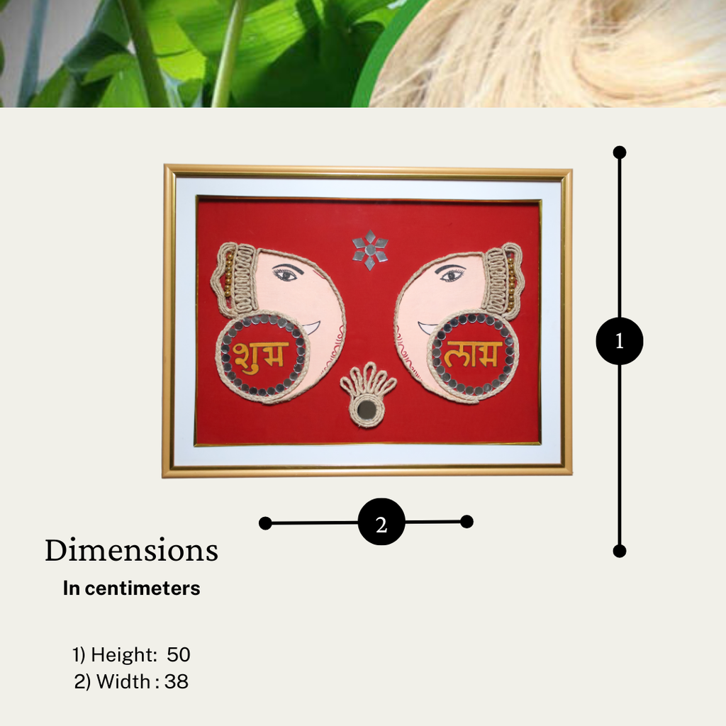 Shubh Labh Wall Hanging – Handmade Banana Fiber Handicraft | Shubh Labh banana fiber wall art - Ecoban Handicarft