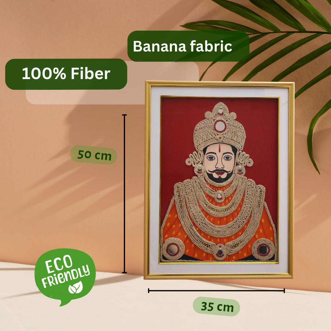 Lord Khatu Shyam Baba Wall Frame – Handmade Banana Fiber Artwork | Eco-Friendly Décor - Ecoban Handicarft