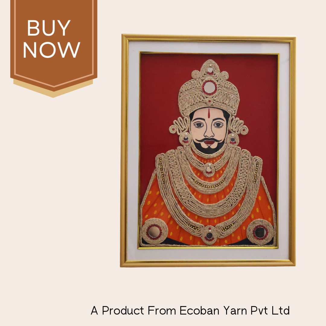 Lord Khatu Shyam Baba Wall Frame – Handmade Banana Fiber Artwork | Eco-Friendly Décor - Ecoban Handicarft