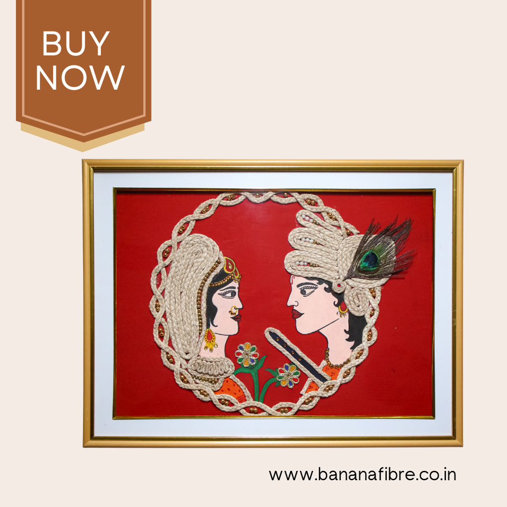 Radha Krishna Wall Frame – Handmade Banana Fiber Artwork | Eco-Friendly Wall  Décor - Ecoban Handicarft