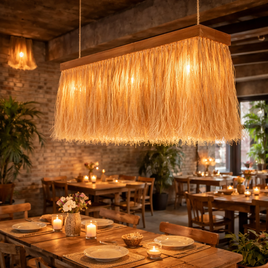 Banana Fiber Cozy Pendant Light | Eco-Friendly Handmade Hanging Lamp for Home, Café & Restaurant Decor