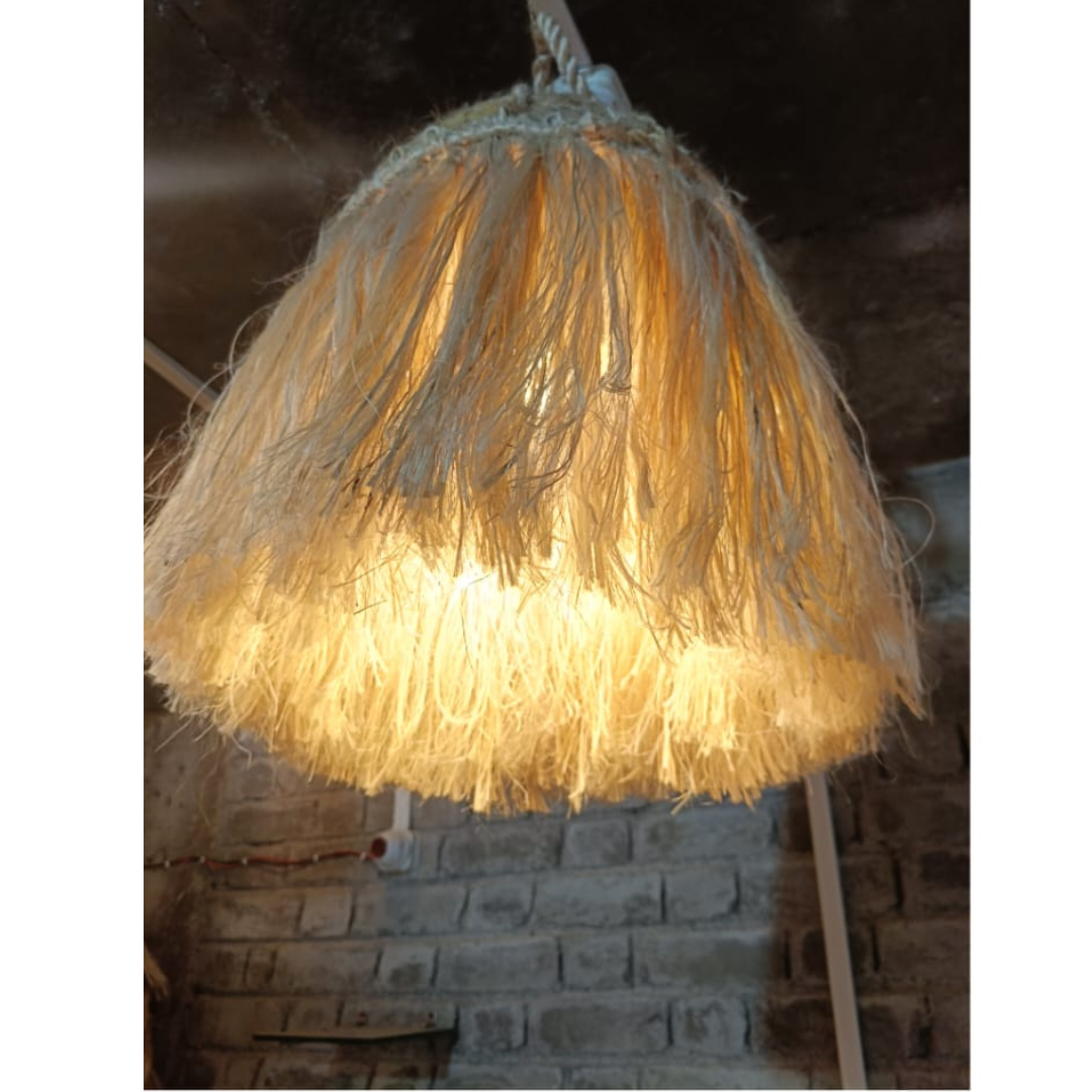 Eco-Friendly Banana Fiber Hanging Light for Home & Café Décor