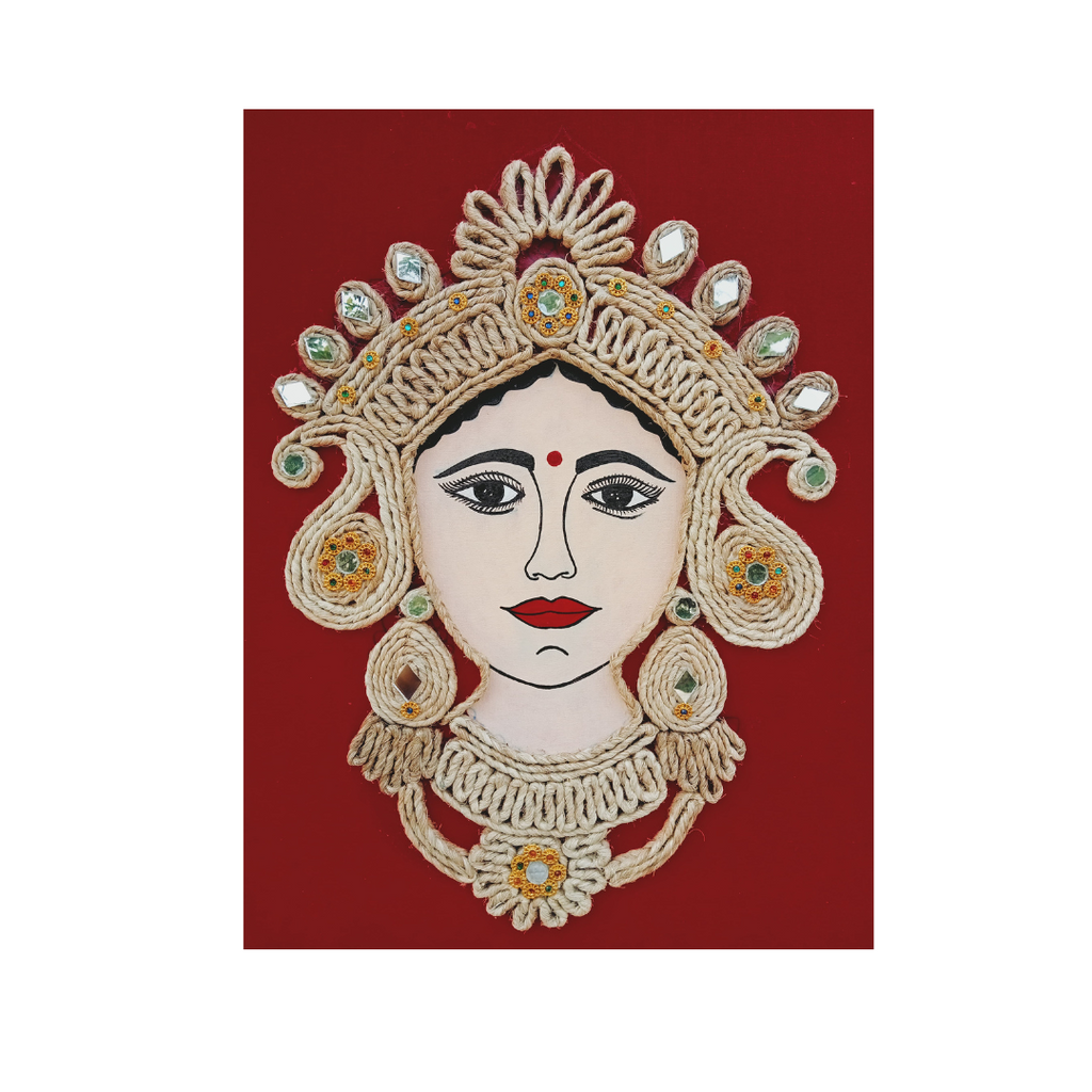 Banana Fiber Handicraft Durga Maa Frame – Eco-Friendly Wall Decor - Ecoban Handicarft
