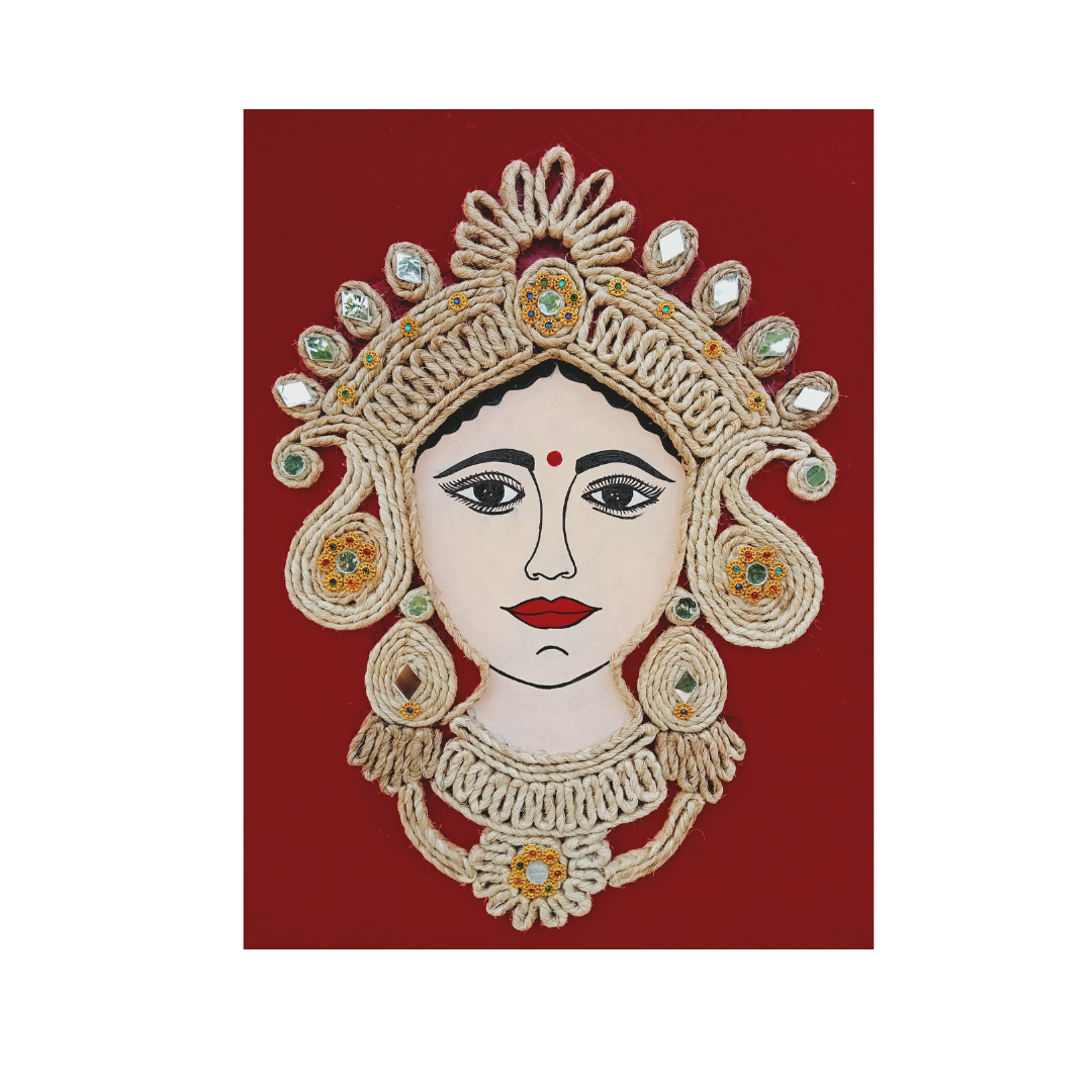 Banana Fiber Handicraft Durga Maa Frame – Eco-Friendly Wall Decor - Ecoban Handicarft