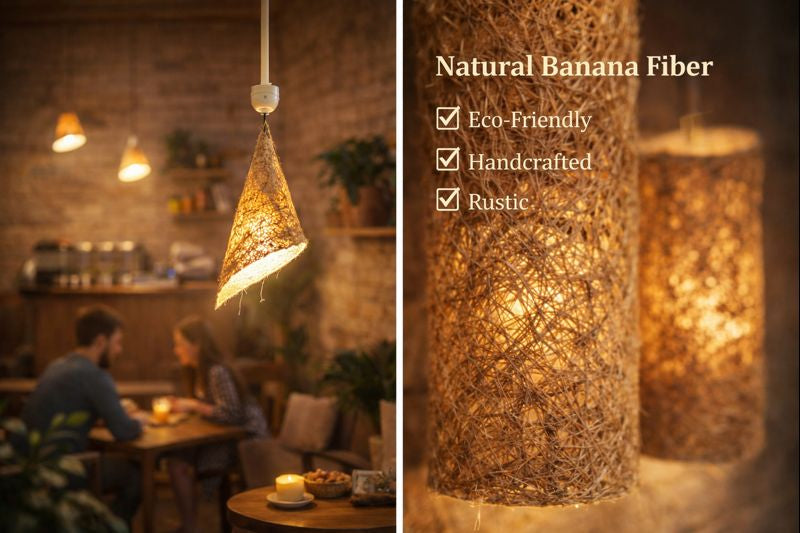 Banana Fiber Hanging Lamp for Living Room  Décor