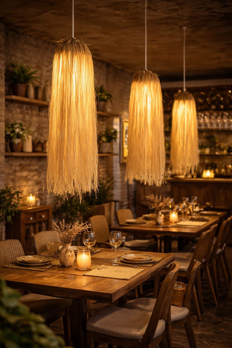 Eco-Friendly Banana Fiber Hanging Light for Interior Design