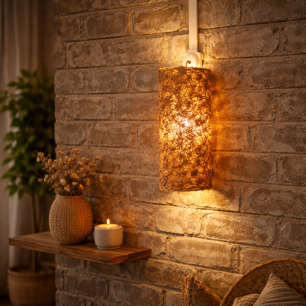 Handcrafted Banana Fiber Decorative Wall Light