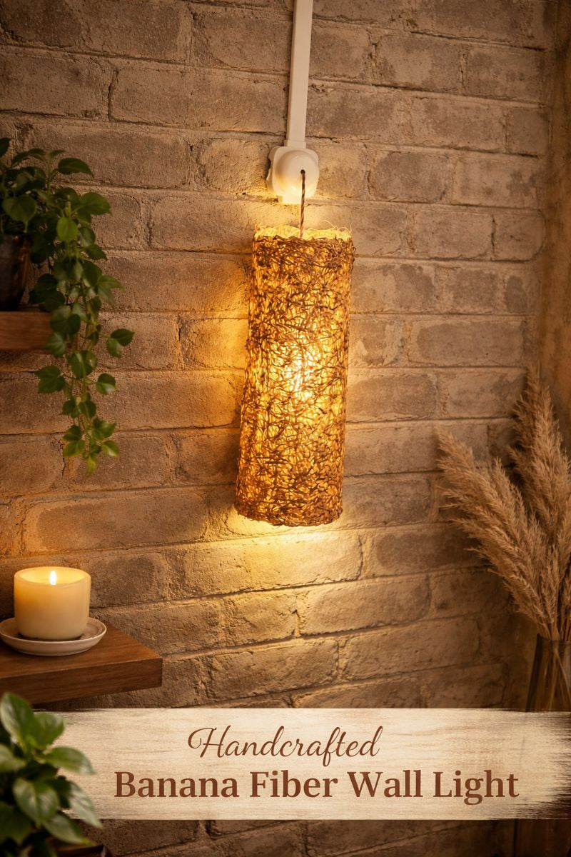 Handcrafted Banana Fiber Decorative Wall Light