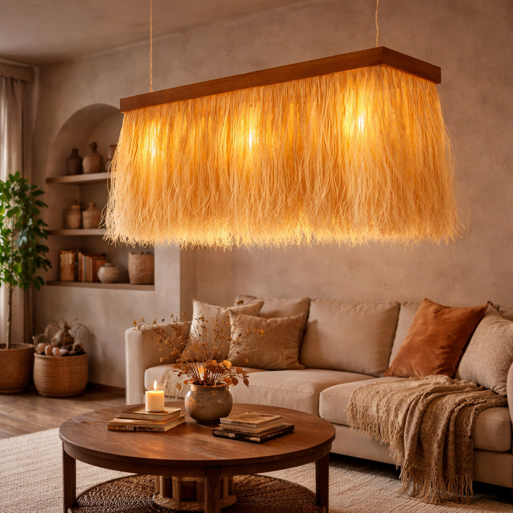 Banana Fiber Cozy Pendant Light | Eco-Friendly Handmade Hanging Lamp for Home, Café & Restaurant Decor