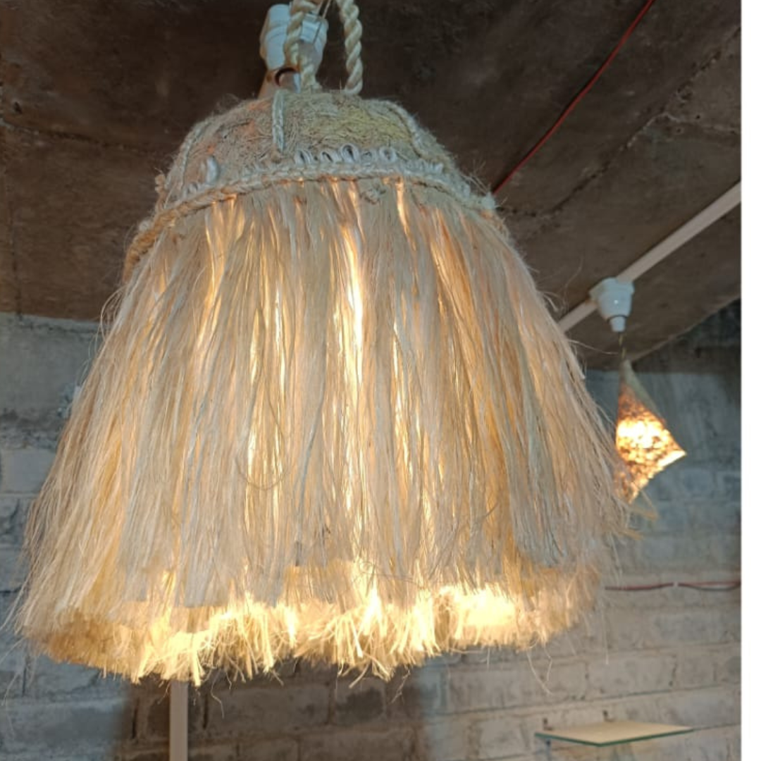 Eco-Friendly Banana Fiber Hanging Light for Home & Café Décor