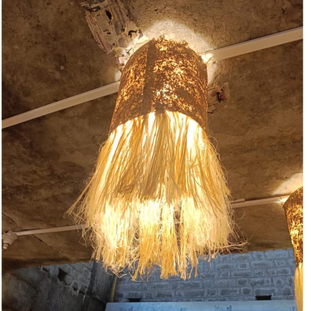 Handmade Banana Fiber Hanging Light for Home & Café Décor