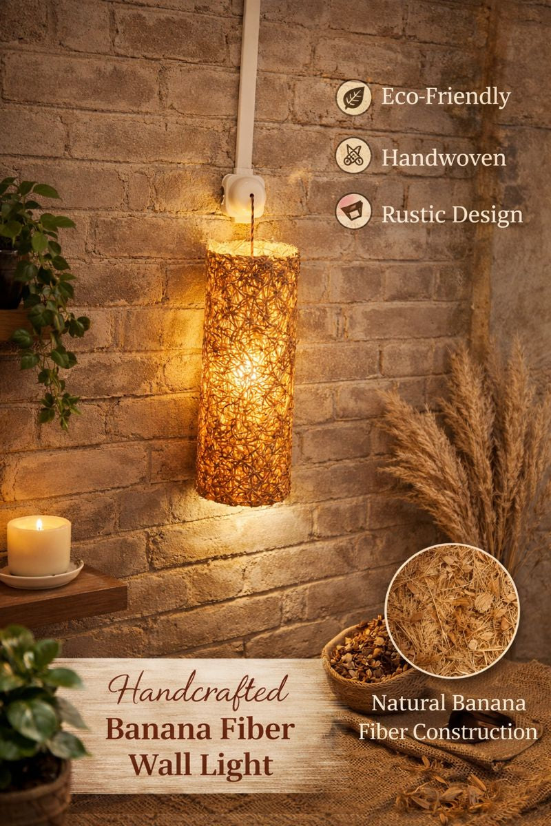 Handcrafted Banana Fiber Decorative Wall Light